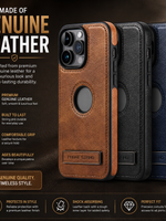 Premium Leather Finish Phone Case with Magnetic Ring & Kick Stand For iPhone 18 Series