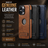 Premium Leather Finish Phone Case with Magnetic Ring & Kick Stand For iPhone 18 Series