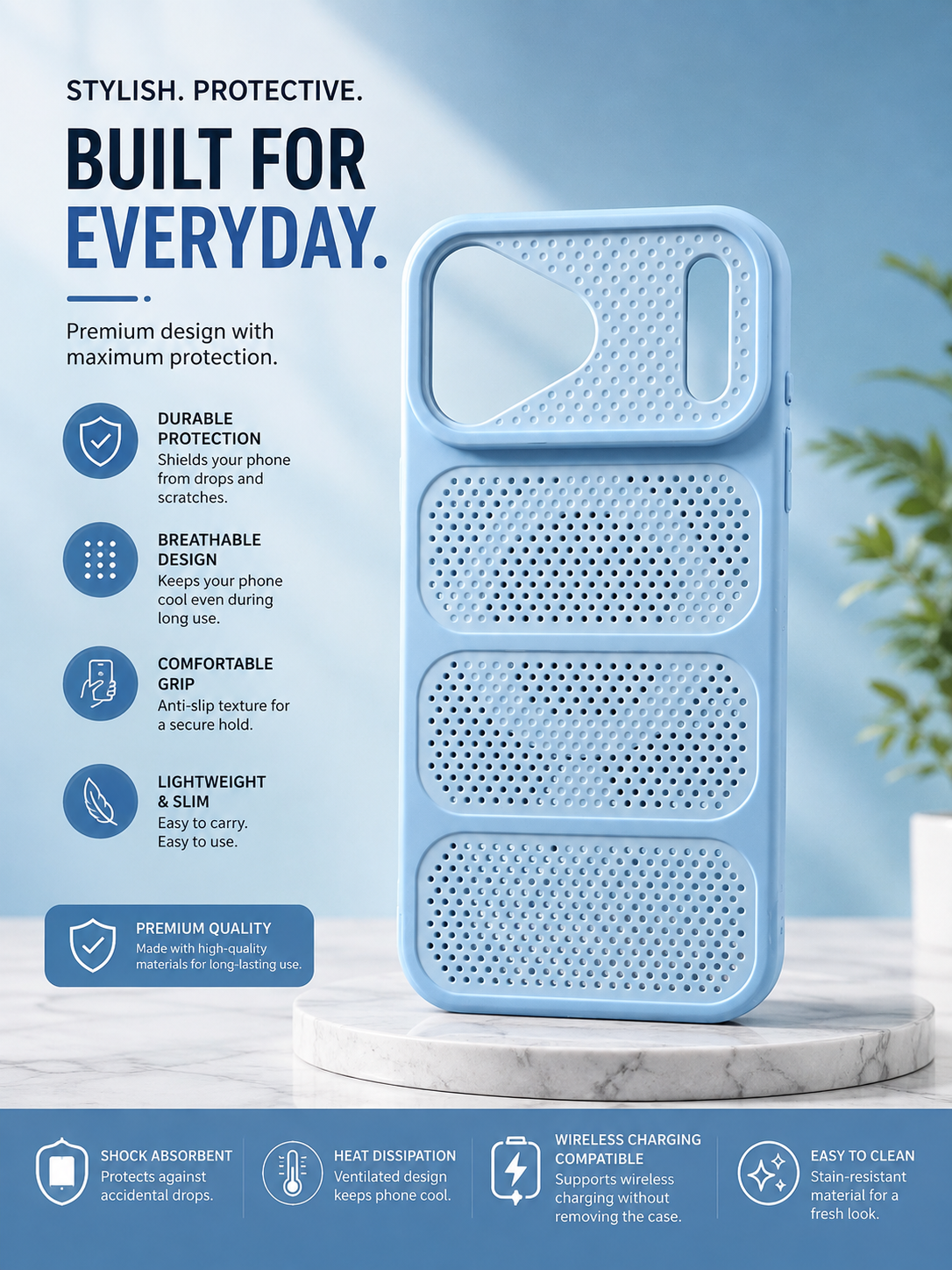 Breathable Wireless Charging Back Cover for iPhone 18 Series