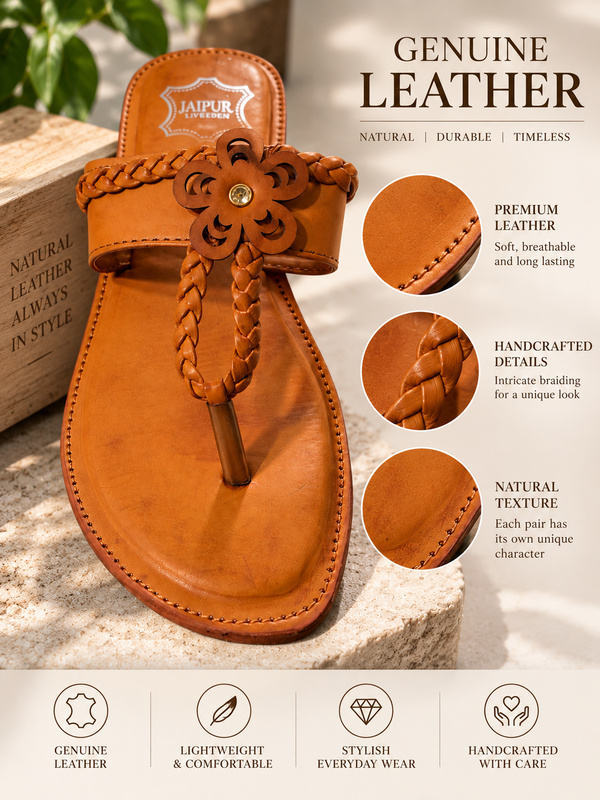 Handcrafted Ethnic Leather Slip-On Kolhapuri Style Sandals