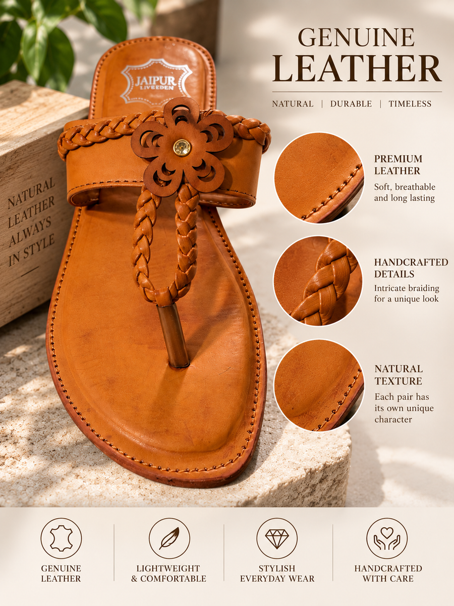 Handcrafted Ethnic Leather Slip-On Kolhapuri Style Sandals