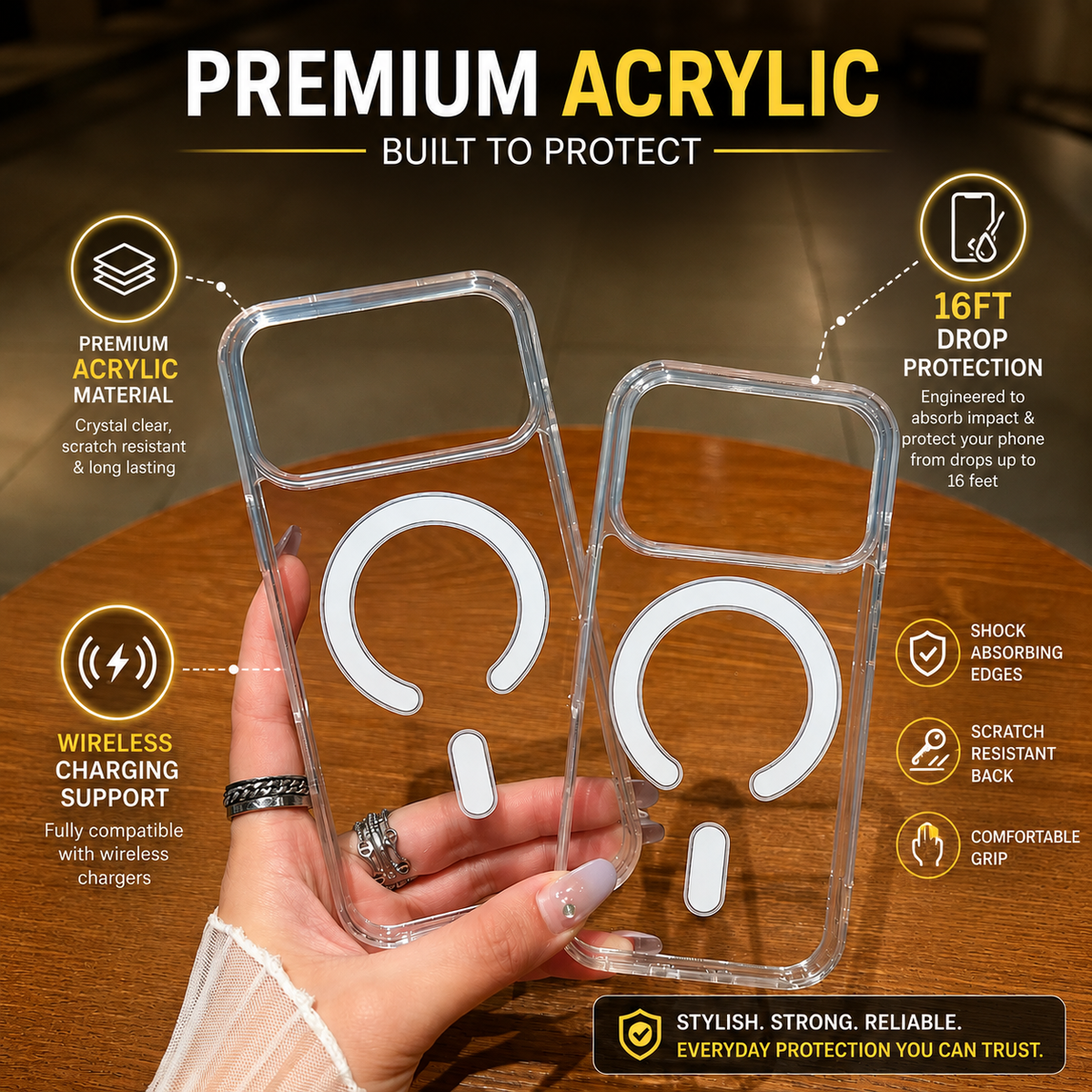 Transparent Anti Yellow Wireless Charging Back Cover for iPhone 18 Series