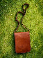 Herritage Camel Leather Sling Bag Handcrafted Jaisalmer Art (7” x 9”)