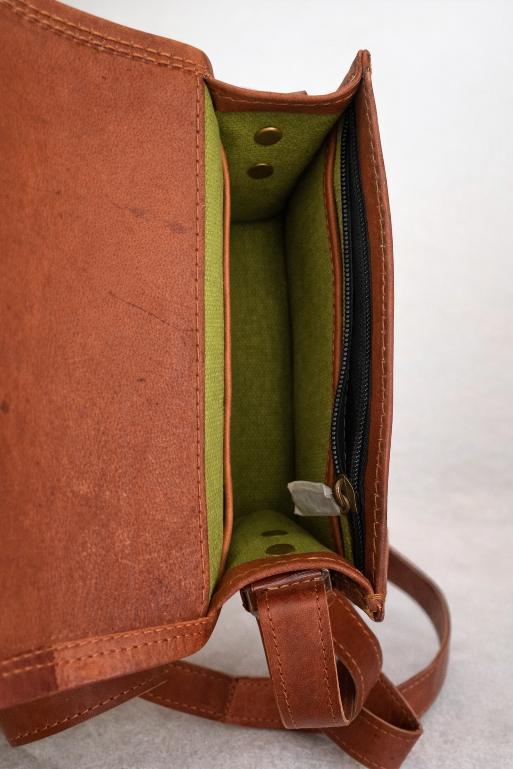 Vintage Camel Leather Sling Bag Handcrafted Jaisalmer Art (5” x 7”)