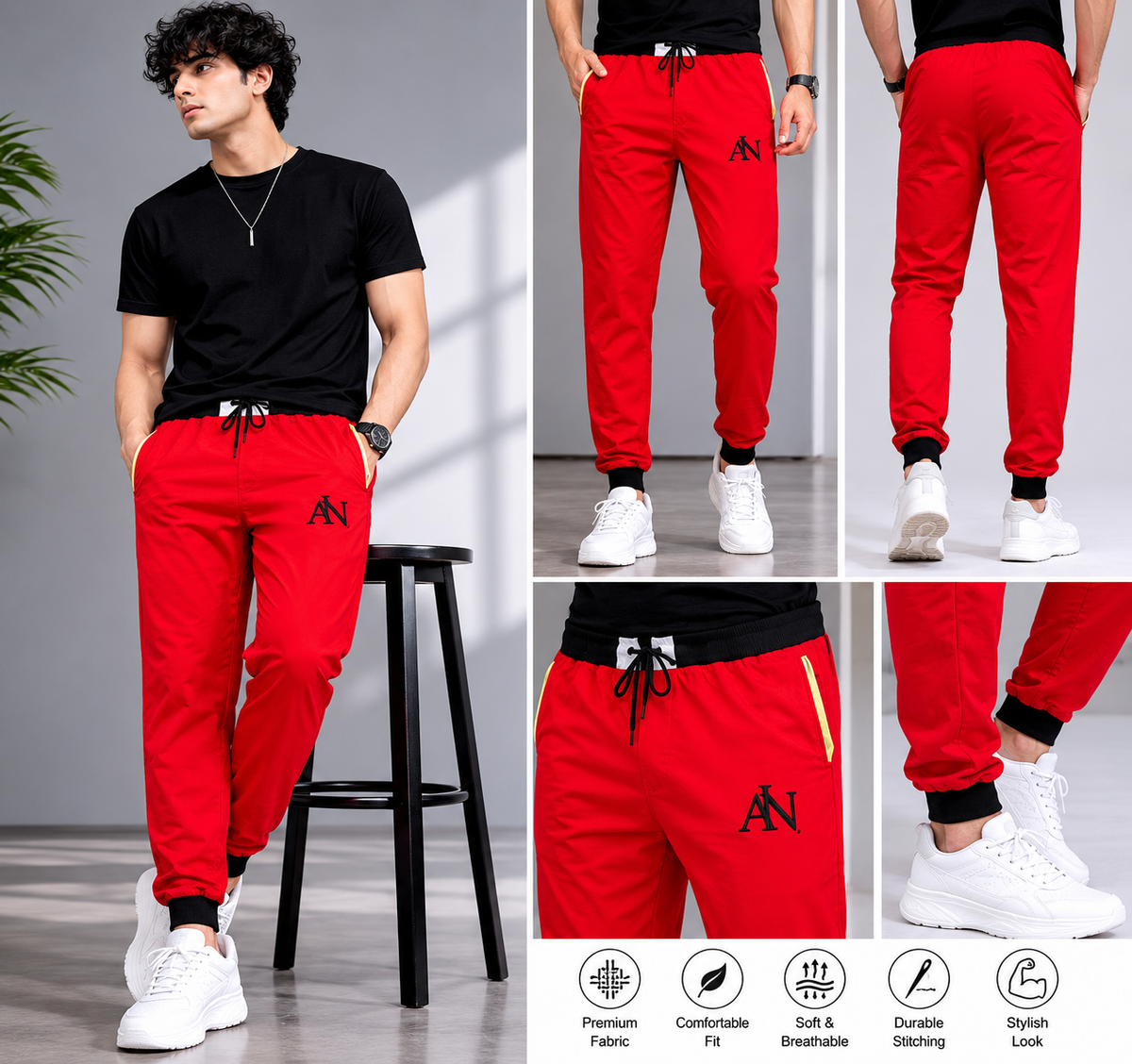 Men’s Premium Free Size Cup Style Track Pants with Side Pockets (Fits Size 30 to 34)
