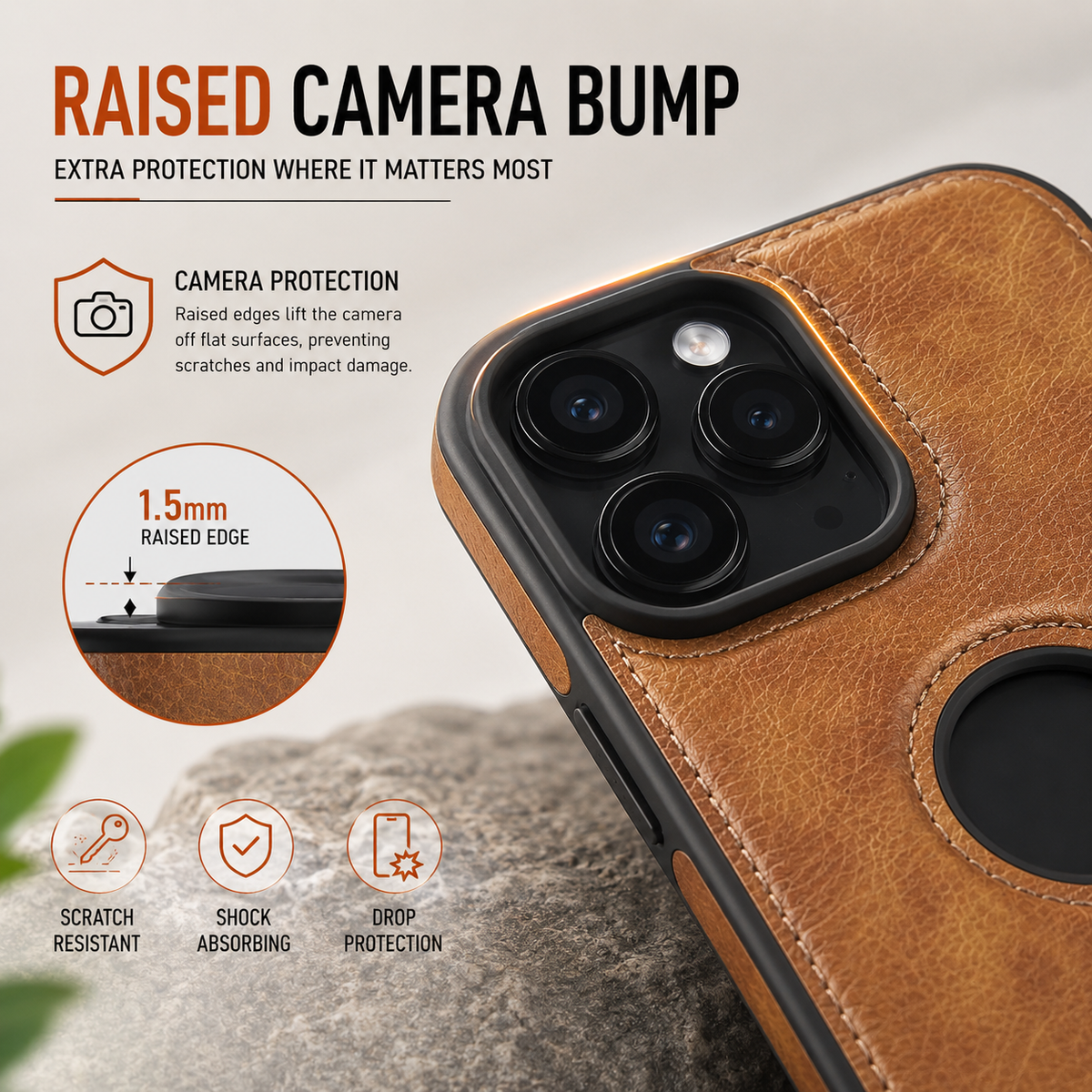 Premium Leather Finish Phone Case with Magnetic Ring & Kick Stand For iPhone 18 Series