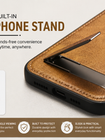 Premium Leather Finish Phone Case with Magnetic Ring & Kick Stand For iPhone 18 Series