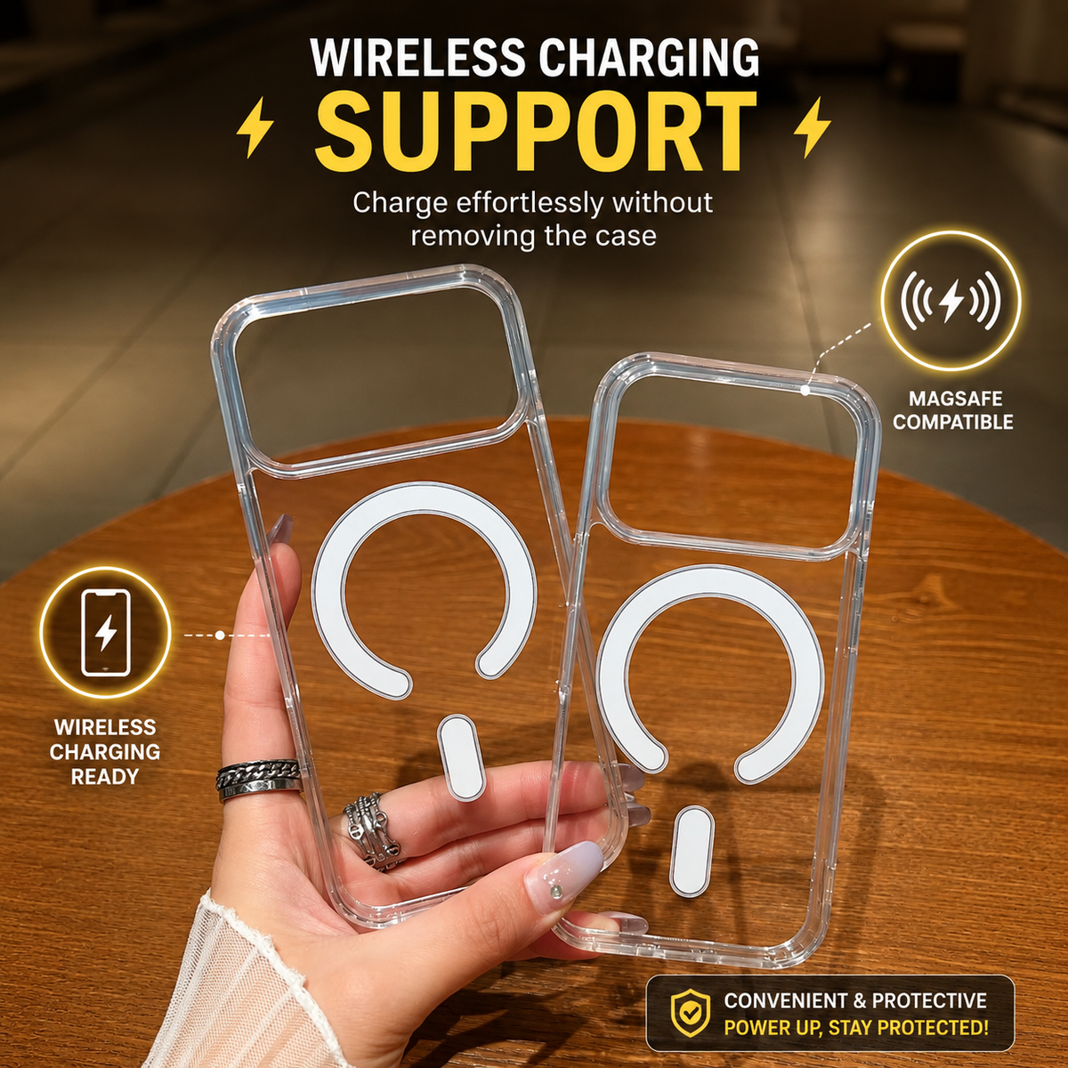 Transparent Anti Yellow Wireless Charging Back Cover for iPhone 18 Series