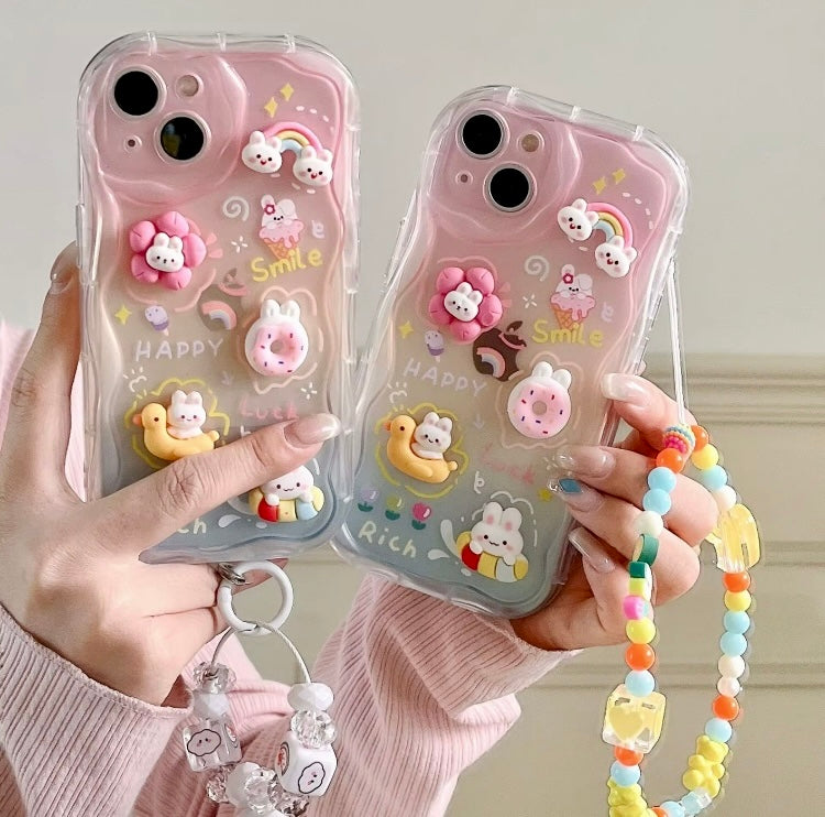 Cute 3D Design Phone Cover With Charm Set For iPhone 11 Series
