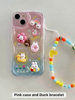 Cute 3D Design Phone Cover With Charm Set For iPhone 15 Series