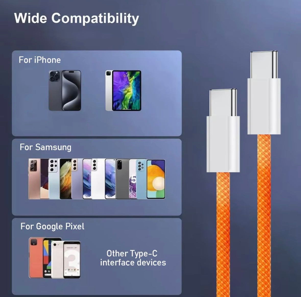 60W Fast Charging Cable Type C To C With Sim Removal Tool