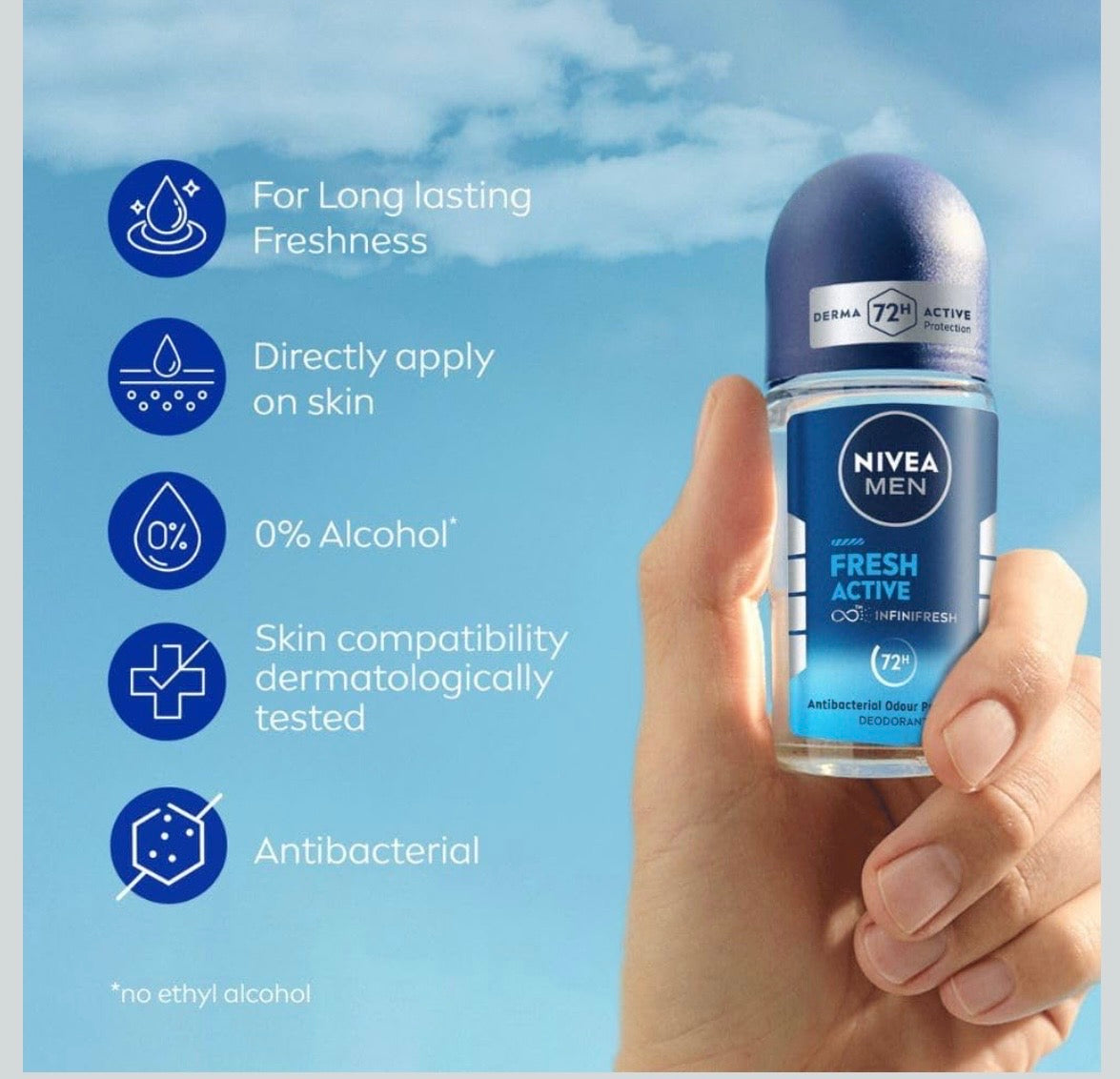 NIVEA MEN Fresh Active Anti-Perspirant Roll-On – 50ml