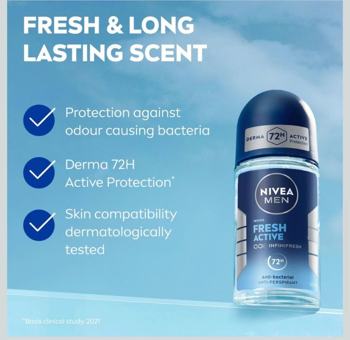 NIVEA MEN Fresh Active Anti-Perspirant Roll-On – 50ml