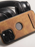 Premium Leather Finish Phone Case with Magnetic Ring & Kick Stand For iPhone 18 Series