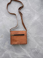 Vintage Camel Leather Sling Bag Handcrafted Jaisalmer Art (5” x 7”)